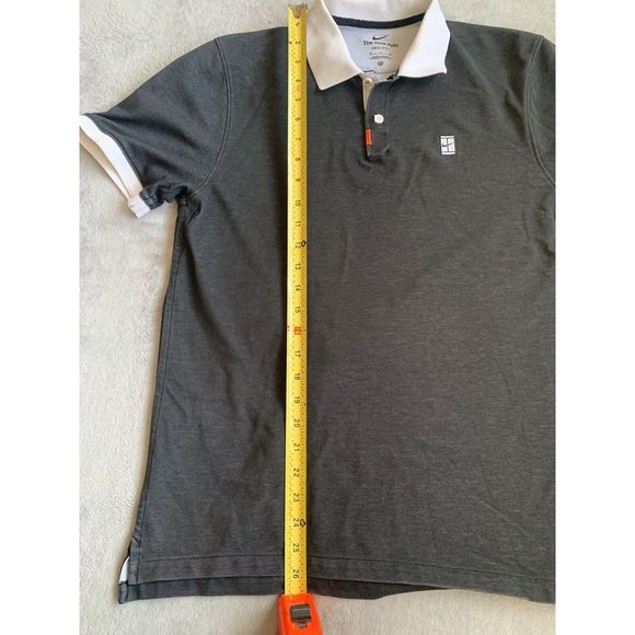 Nike Dri Fit Polo Golf Shirt Black/Grey Stitched White Collared Size Medium - Picture 7 of 8
